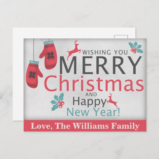 かわいい素朴メリークリスマスおめでとう シーズンポストカード (正面/裏面)