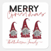 かわいい素朴メリークリスマスファミリー名格言 スクエアシール (正面)