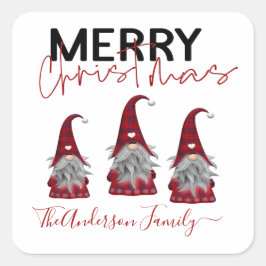 かわいい素朴メリークリスマスファミリー名格言 スクエアシール