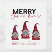 かわいい素朴メリークリスマスファミリー名格言 ワインラベル (シングルラベル)