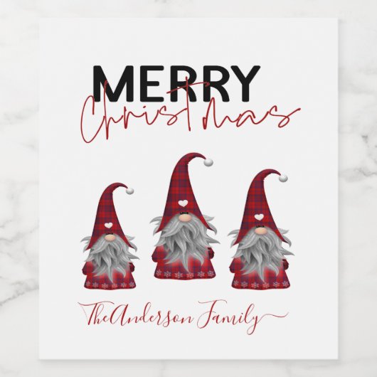 かわいい素朴メリークリスマスファミリー名格言 ワインラベル (シングルラベル)