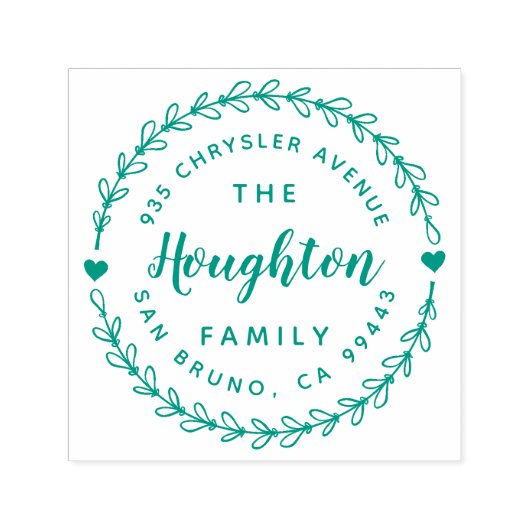 かわいい素朴リース&手書き文字の住所 セルフインキングスタンプ (デザイン)