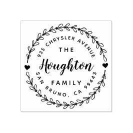 かわいい素朴リース&手書き文字の住所 ラバースタンプ