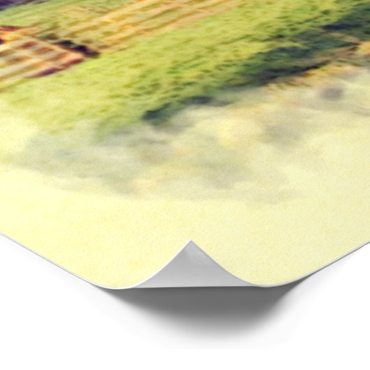 かわいい素朴ヴィンテージオランダ風車の水色 ポスター (角)