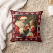 かわいい素朴ヴィンテージスノーフレークスサンタクロース冬 クッション (ブランケット)