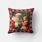 かわいい素朴ヴィンテージスノーフレークスサンタクロース冬 クッション (裏面)