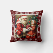 かわいい素朴ヴィンテージスノーフレークスサンタクロース クッション (裏面)