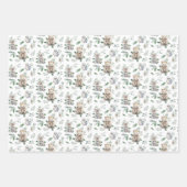 かわいい素朴冬の森の動物の赤ちゃんシャワー ラッピングペーパーシート (正面3)