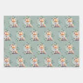 かわいい素朴冬の森の動物の赤ちゃんシャワー ラッピングペーパーシート (正面2)