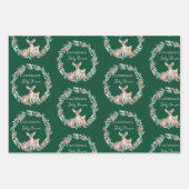 かわいい素朴冬の森の動物の赤ちゃんシャワー ラッピングペーパーシート (正面)