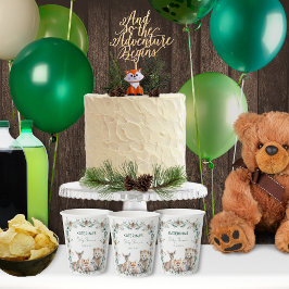 かわいい素朴冬の森の動物の赤ちゃんシャワー 紙コップ