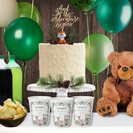 かわいい素朴冬の森の動物の赤ちゃんシャワー 紙コップ