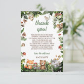 かわいい素朴動物の緑の赤ちゃんシャワーありがとう サンキューカード (スタンド正面)