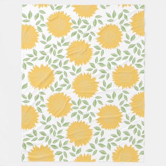 かわいい素朴国のひまわり柄 フリースブランケット (正面)