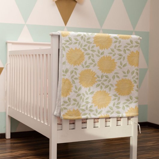 かわいい素朴国のひまわり柄 フリースブランケット