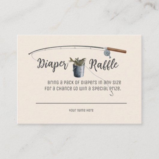かわいい素朴小さな漁師おむつラッフルカード エンクロージャーカード (正面)
