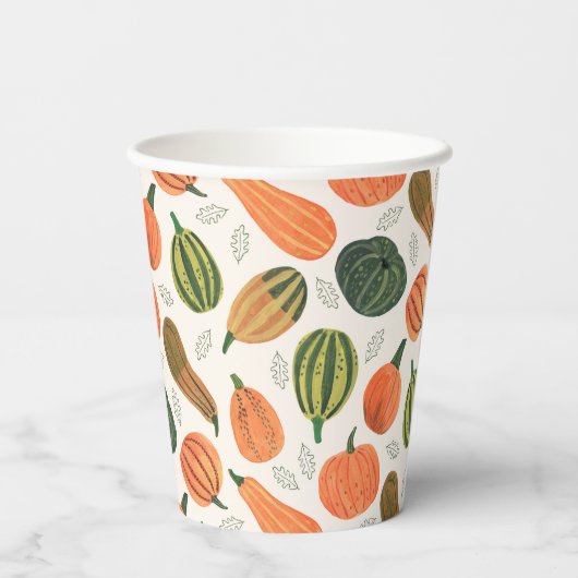 かわいい素朴感謝祭かぼちゃのパターン 紙コップ (裏面)