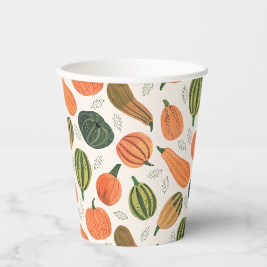 かわいい素朴感謝祭かぼちゃのパターン 紙コップ (正面)