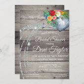 かわいい素朴散水缶フローラブライダルシャワー 招待状 (正面/裏面)