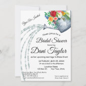 かわいい素朴散水缶フローラブライダルシャワー 招待状 (正面)