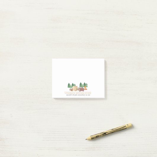 かわいい素朴森の森の動物 ポストイット (デスク上)