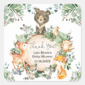 かわいい素朴森の緑の動物たち|過去記事 スクエアシール (正面)