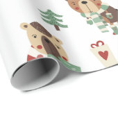 かわいい素朴森林動物のクリスマス ラッピングペーパー (ロールコーナー)