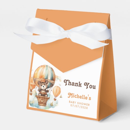かわいい素朴水彩熊バルーン少年 フェイバーボックス (正面サイド)