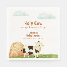 かわいい素朴水彩聖い牛農場の赤ちゃんシャワー