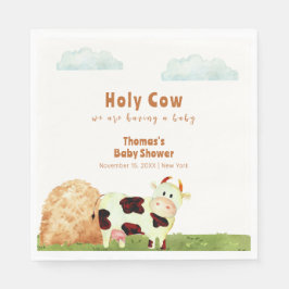 かわいい素朴水彩聖い牛農場の赤ちゃんシャワー スタンダードランチョンナプキン