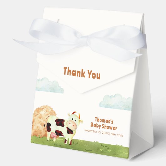 かわいい素朴水彩聖い牛農場の赤ちゃんシャワー フェイバーボックス (正面)