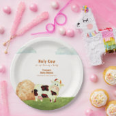 かわいい素朴水彩聖い牛農場の赤ちゃんシャワー ペーパープレート (パーティー)