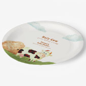 かわいい素朴水彩聖い牛農場の赤ちゃんシャワー ペーパープレート (アングル)