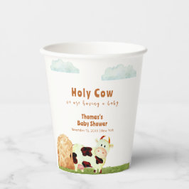 かわいい素朴水彩聖い牛農場の赤ちゃんシャワー 紙コップ