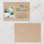 かわいい素朴水色サボテンの動く告知 エンクロージャーカード (正面/裏面)