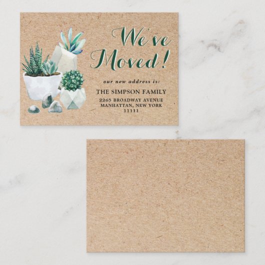 かわいい素朴水色サボテンの動く告知 エンクロージャーカード (正面/裏面)