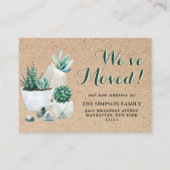 かわいい素朴水色サボテンの動く告知 エンクロージャーカード (正面)