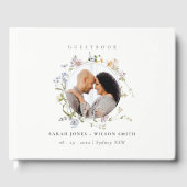 かわいい素朴牧草地フローラリース結婚写真 ゲストブック (正面)