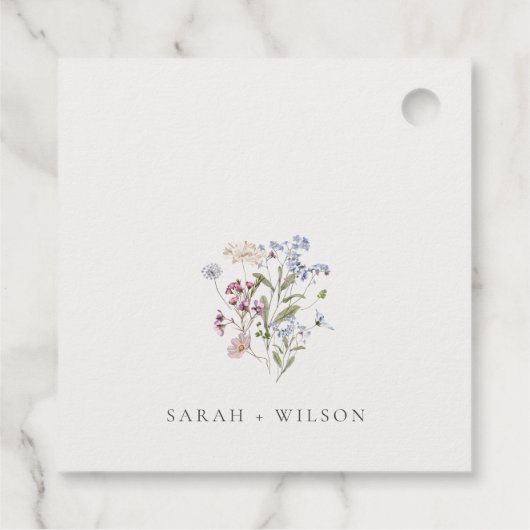 かわいい素朴牧草地フローラリース結婚写真 フェイバータグ (裏面)