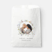 かわいい素朴牧草地フローラリース結婚写真 フェイバーバッグ (正面)