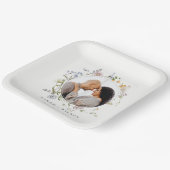 かわいい素朴牧草地フローラリース結婚写真 ペーパープレート (傾斜あり)