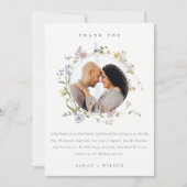 かわいい素朴牧草地フローラ結婚リースの写真 サンキューカード (正面)