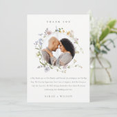 かわいい素朴牧草地フローラ結婚リースの写真 サンキューカード (スタンド正面)