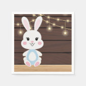 かわいい素朴白いバニーの赤ちゃんシャワー スタンダードカクテルナプキン (正面)