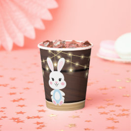 かわいい素朴白いバニーの赤ちゃんシャワー 紙コップ