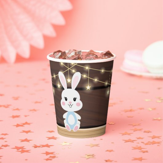 かわいい素朴白いバニーの赤ちゃんシャワー 紙コップ (インサイチュ)