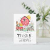 かわいい素朴納屋周囲の庭アニマルズキッズファーム誕生日 ポストカード (スタンド正面)