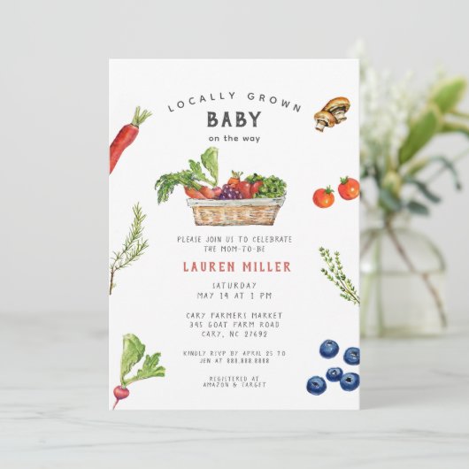 かわいい素朴農家市場ベビーシャワー 招待状 (スタンド正面)