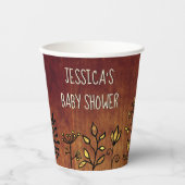 かわいい素朴金ゴールドフローラ名前をカスタムするベビーシャワー 紙コップ (正面)