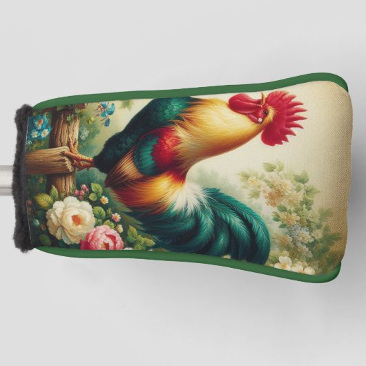 かわいい素朴/ヴィンテージのオンドリ ゴルフヘッドカバー (正面)